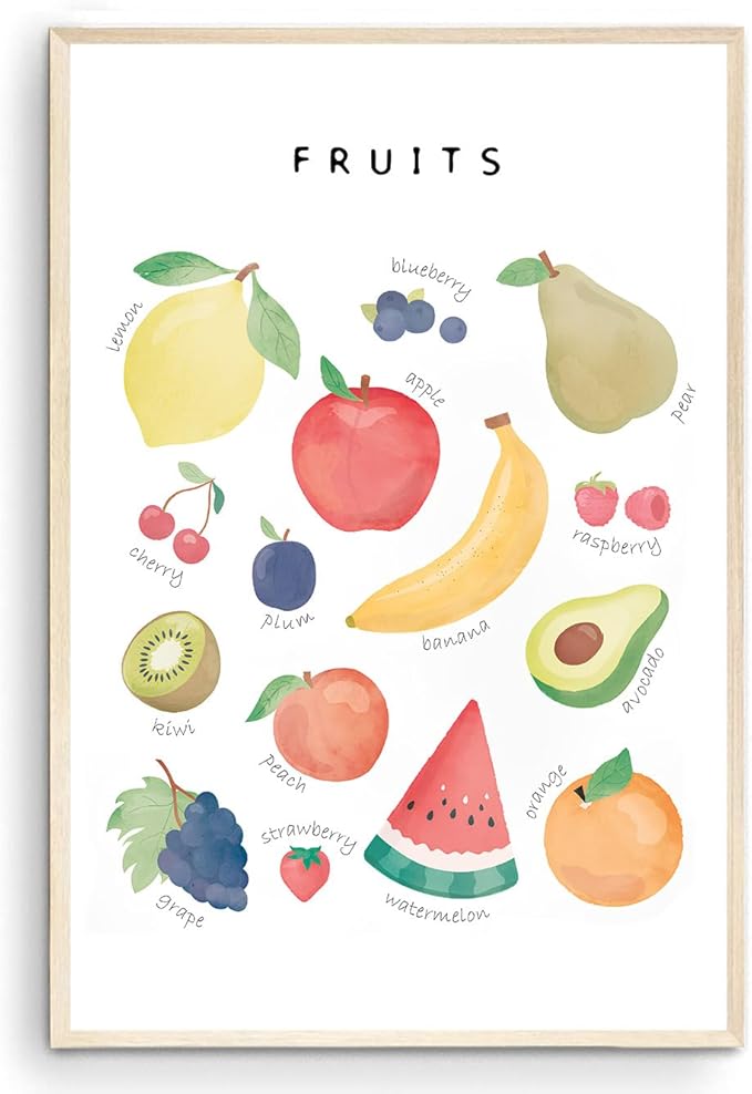 OZCONO Vegetables and Fruits Educational Posters, Harvest Chart Kids, Classroom Decor, Rainbow Nursery Wall Art, Homeschool Education Guide (Unframed) (27x40)