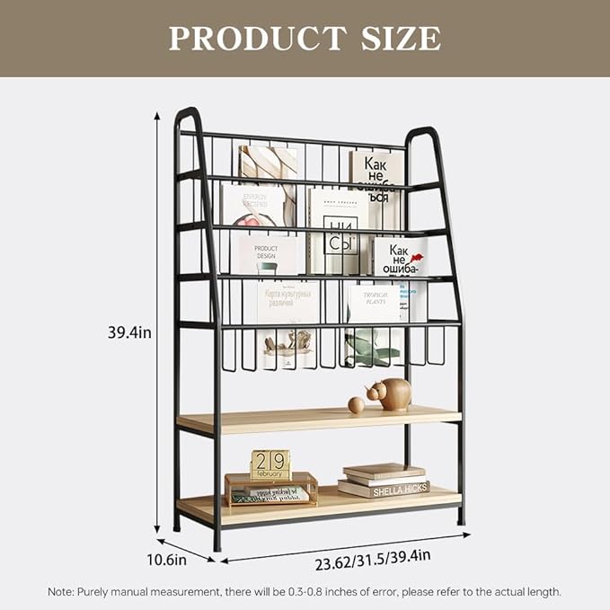 Metal Kids Bookshelf and Toy Storage Organizer,6 Tier Childrens Bookcase,Magazine Rack Floor, Book Shelf for Kids Rooms Classroom Nursery Living Room Office (Black, L:23.62")