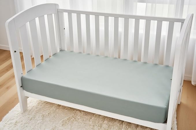 American Baby Company 2 Pack Fitted Crib Sheets 28" x 52", 100% Polyester Ultra Soft Microfiber, Gray/Green, for Boys and Girls, Fits Crib and Toddler Bed Mattresses