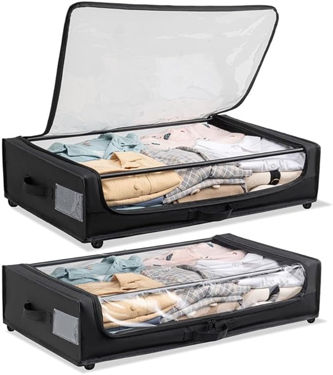 Pemberly Row Set of 2 Under-Bed Rolling Storage Container with Transparent Cover
