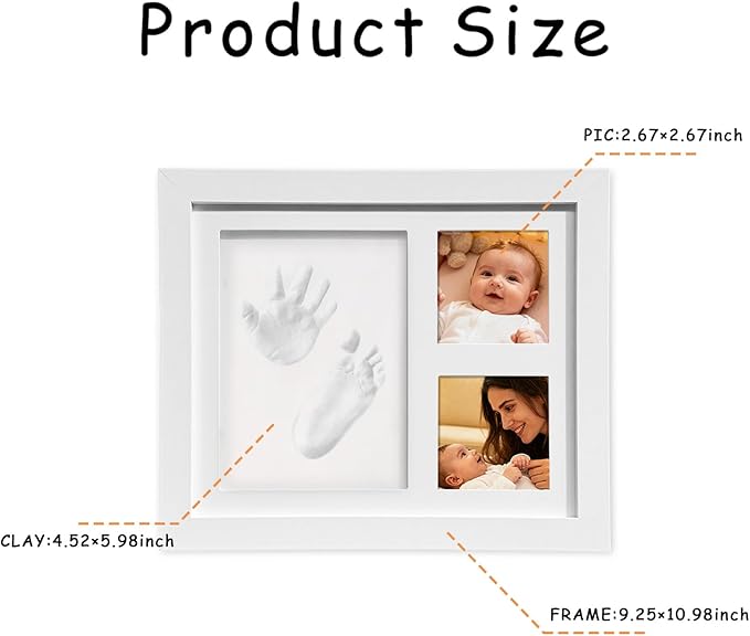 XQC Baby Hand & Footprint Kit - Quick Dry Inkless Keepsake Set with Personalized Nursery Frame, Newborn Memories for Girls and Boys - Ideal Baby Shower, Registry & First Mother's Day Gift