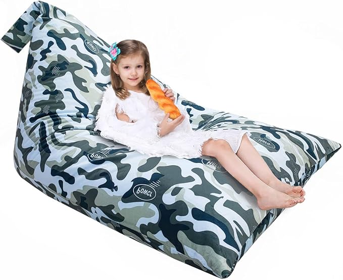 Jorbest Stuffed Animal Storage, Soccer Stuffed Animal Bean Bag Storage, Bean Bag Chair Cover for Kids, Luxury Velvet Stuffie Seat - Cover ONLY (200 L/52 Gal)