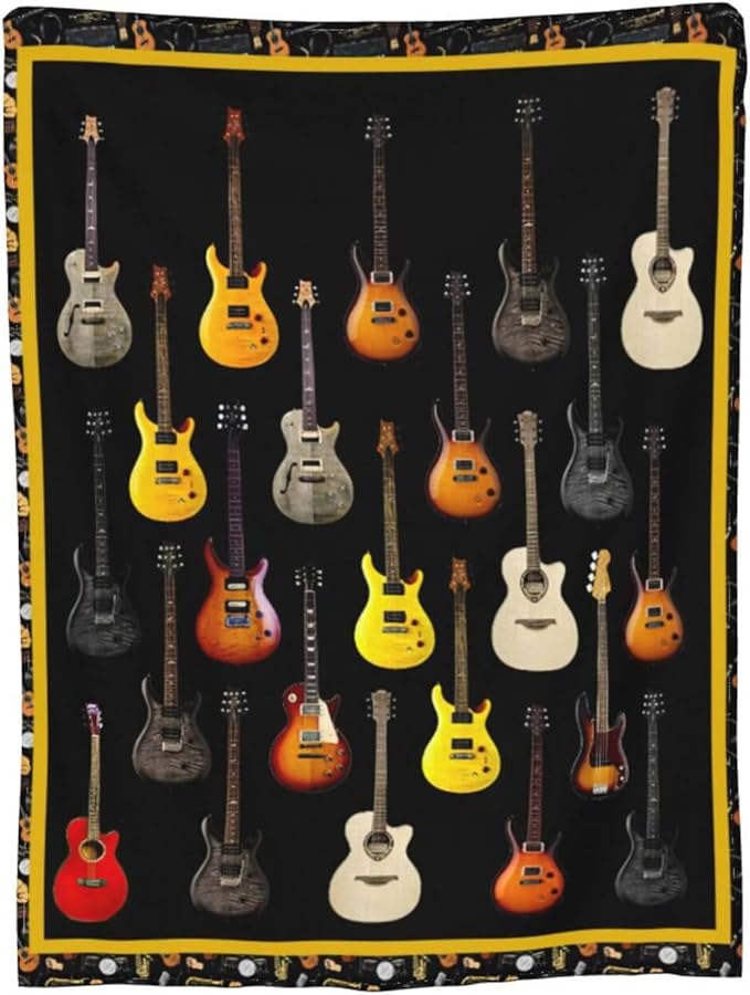 Guitar Throw Blanket - Soft, Cozy, Warm Fleece for Women & Men - Guitar Lovers Gift - 50"X40"