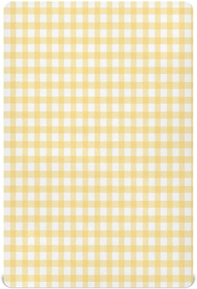 Yellow Gingham Crib Sheets for Boys and Girls, Fitted Baby Crib Sheets Soft and Breathable Mini Crib Sheets 39 X 27 Inches