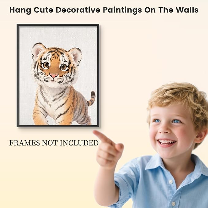 VOLIX Baby Room Wall Art, Jungle Animal Baby Animals Decor, Children Bedroom Decorate, 8x10 inch, UNFRAMED