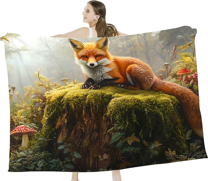 Tijuboni Fox Throw Blanket Fox Gifts for Girls Boys Women Men Kids Adults Soft Flannel Fleece Blanket for Couch Sofa Bed Home Decor 60"x80"