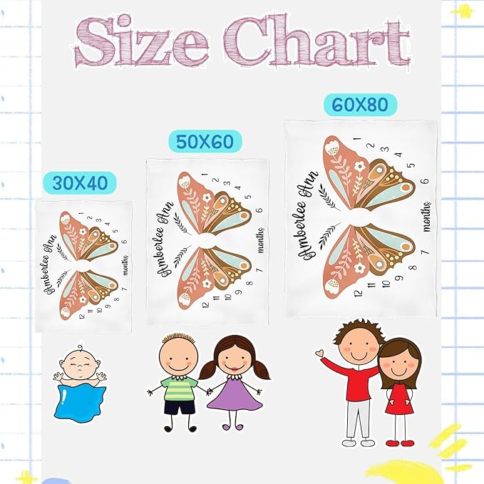 OLIVE OLIVIA Personalized Baby Gifts with Customized Name - Monthly Milestone Blanket for Girls and Boys, Perfect Custom Gift, 60"x80"