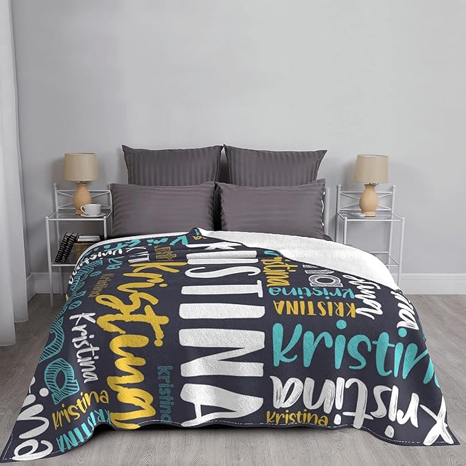 Dr.TOUGH Personalized Blankets with Name Customized Baby Blankets for Girls Boys Adults Monogrammed Blankets and Throws Christmas Birthday Mothers Fathers Valentines Day Gift (Black, 40''×50'')