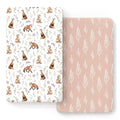 Stretch Ultra Soft Jersey Knit Fitted Crib Sheets Set 2 Pack，Fits All Standard Crib Mattress Pads Safe and Snug, Crib Fitted Sheet for Baby, Pretty Fox for Girls
