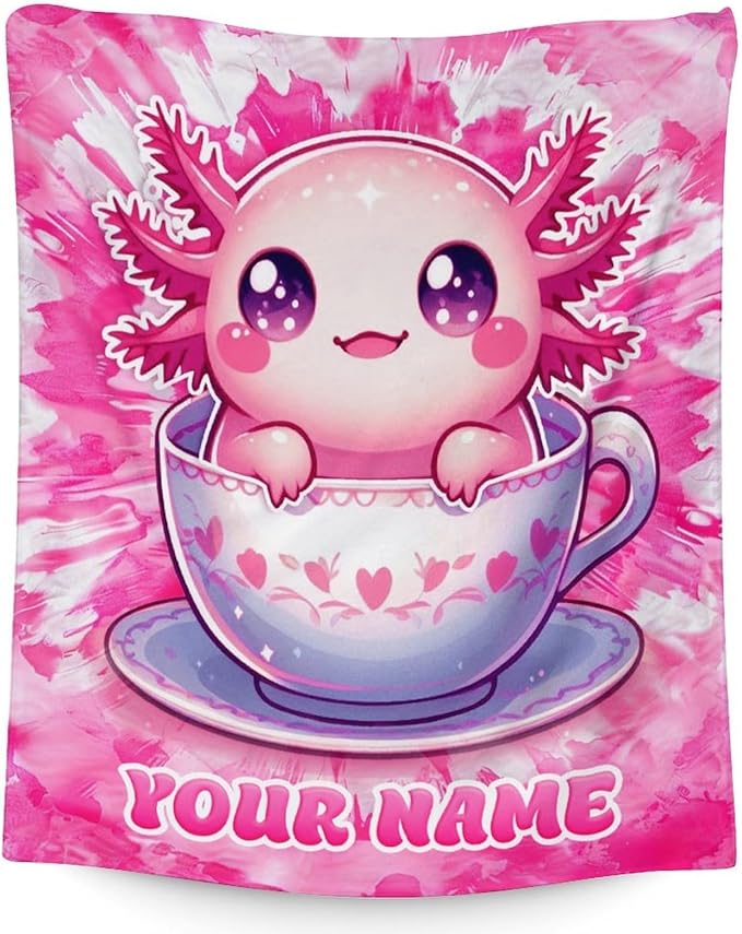 Blankets for Girls - 40" x 50" Inches Personalized Axolotl Blanket Gifts for Girls, Kids - Cute Soft Lightweight Plush Throws Stuff for Crib, Chair