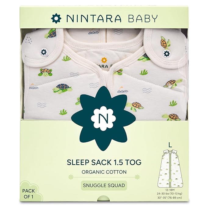 1.5 TOG Sleep Sack - Premium Organic Cotton, Soft, Breathable, Wearable Blanket for Newborns, Infants & Toddlers (12-18 Months), Unisex Baby Sleeping Bag, Gifts for Babies