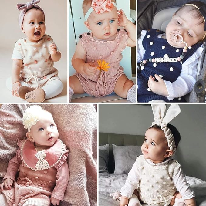 Simplee kids Baby Girl Knit Romper Fall Sleeveless Pompoms Rompers Newborn Little Girl Overall Jumpsuit Outfits