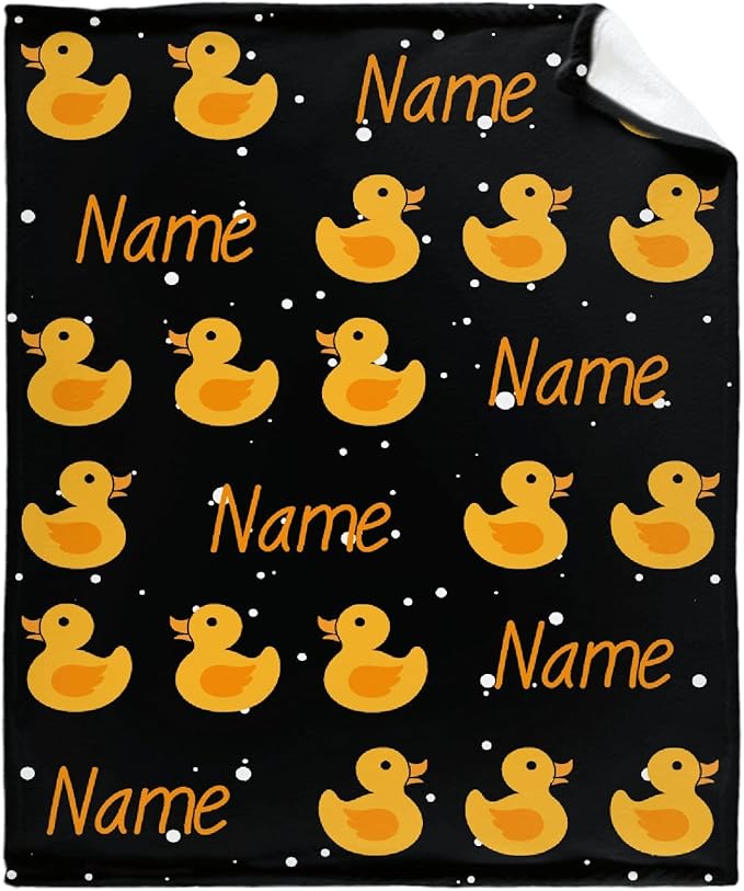 Custom Flannel Blanket with Text Cute Snowflake and Duck Customized Blankets Warm Unique Personalized Throw Souvenirs Gift of Love