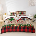 Manfei Plaid Tree Duvet Cover Set Twin Size, Wooden Stripe Print Bedding Set 2pcs for Kids Boys Girls Bedroom Decor, Christmas Theme New Year Comforter Cover with 1 Pillowcase,No Comforter
