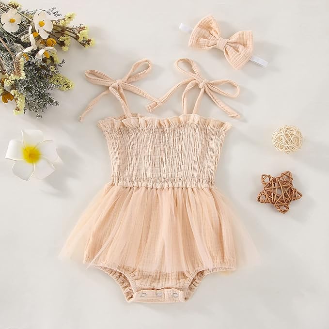 Meihuida Newborn Baby Girl Sleeveless Rompers Summer Clothes Cotton Bodysuit with Headband