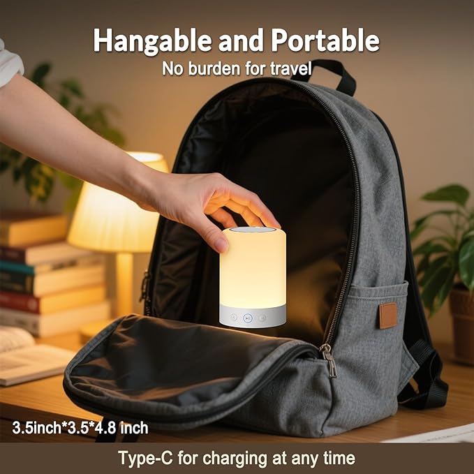 Portable White Noise Machine with Night Light-20 Non-Looping Sleep Sounds, Higher Battery, 5 Color Night Light, Timer & Memory Function for Baby Nursery, Office, Travel