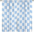 Blue Checkered Curtains,70s Vintage Twisted Checkered Window Drapes Colorful Groovy Trendy Wavy Hippie Grid Print Window Treatments for Kids Girls Bedroom Living Room 55" W X 63" L