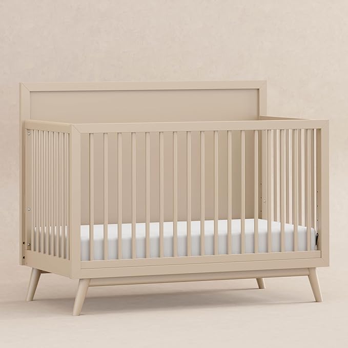 Babyletto Palma 4-in-1 Convertible Crib with Toddler Bed Conversion Kit in Taupe, Greenguard Gold Certified