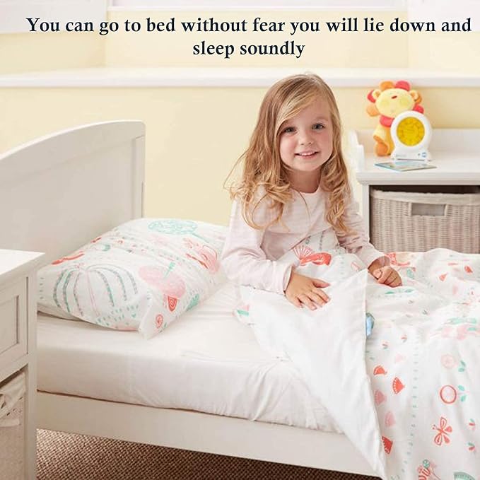 PLAIN PRINTED LINEN 3-Piece Toddler Sheet Set, 100% Cotton Fitted Sheet, Flat Sheet and Envelope Pillowcase, Toddler Bed Set, Mini Crib Sheets (Ivory Solid)