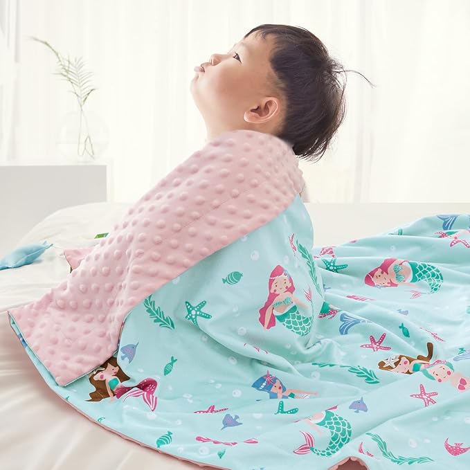 david's kids Micro Fleece Minky Baby Blanket for Girls with Double Layer and Soothing Raised Dots, Breathable and Soft Lightweight Receiving Blanket for Newborns, 40x50 Inches, Mermaid