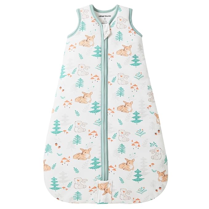 Baby Sleeping Bag 2.5 TOG Cotton Winter Sleep Sack for Newborn babies, Unisex Baby Wearable Blanket with Animal Patterns, Deer, S