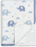 Elephant Minky Baby Blanket 30 x 40 Inches for Boys Girls, Soft Plush Receiving Blanket with Dotted Back, Gift for Toddler Newborn Infant Christmas Birthday Baby Shower
