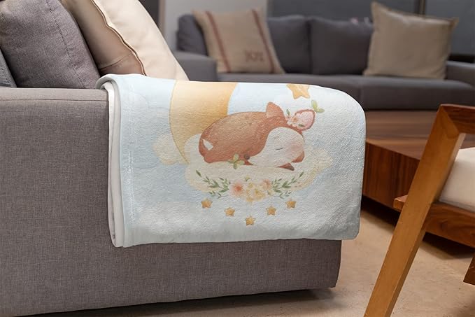 Personalized Baby Blankets with Name | Custom Deer Blanket for Girl and Baby Boy | Unisex Warm Soft Fleece Swaddle Blanket Minky | (Fawn, Fleece 60"x80")