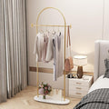 Gold Clothing Rack with Marble Base, Modern Gold Coat Racks Freestanding with 2 Hooks, Heavy Duty Clothes Rack, Coat Rack Stand for Entryway, Bedroom, Living Room, Boutiques