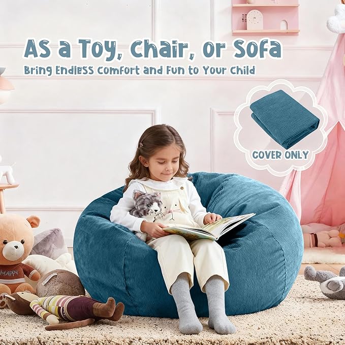 Nobildonna Bean Bag Chair Cover (No Filler) for Kids and Adults,Beanbag Stuffed Animal Storage Without Filling Plush Toys Holder and Organizer Soft Premium Corduroy 200L
