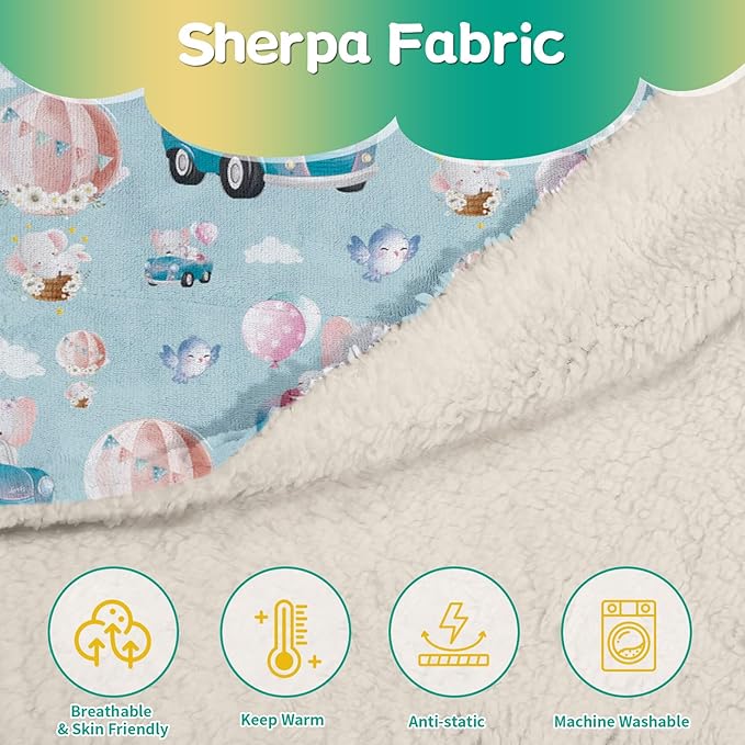 Custom Safari Animals Blanket Gift, Personalized Baby Blanket with Name, Soft Plush Flannel/Sherpa Fleece Throw Blankets for Toddler Kid Teen Boys Girls Color12