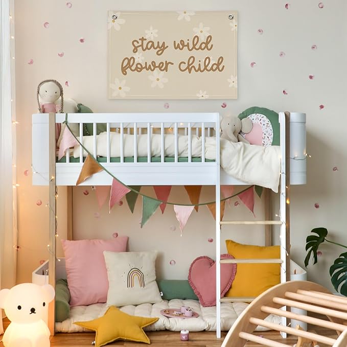 Girls Room Decor, Wildflower Wall Decor Sisters Make The Best Friends Banner Flag for Sisters Room Decoration，Boho Nursery Baby Girls Toddler Kids，Girls Bedroom 30x20,girlroom