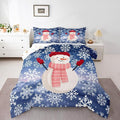 Feelyou Christmas Kids Comforter Set Twin Size Snowman Purple Blue Gradient Bedding Set Xmas Snowflakes Duvet Quilt for Kids Boys Girls Bedroom Winter Snow Decor Microfiber Ultra Soft Breathable