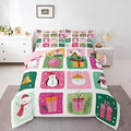 Feelyou Happy New Year Bedding Set Soft for Boys Girls, Christmas Decor Comforter Set King Size Merry Christmas Duvet Quilt Microfiber Winter Penguin Bedroom Decor 3 Pcs with 2 Pillow Cases