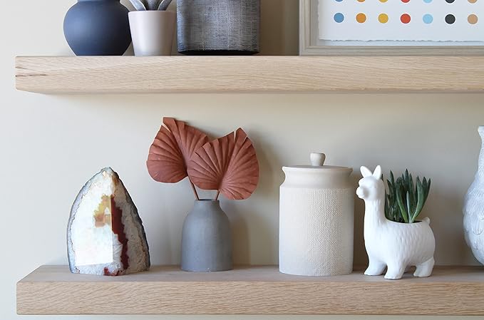 Urban Legacy Unfinished White Oak Floating Shelves | Easy to Install Accent Modern Floating Shelves with Floating Shelf Brackets| Set of 2, (36" x 7" x 2")