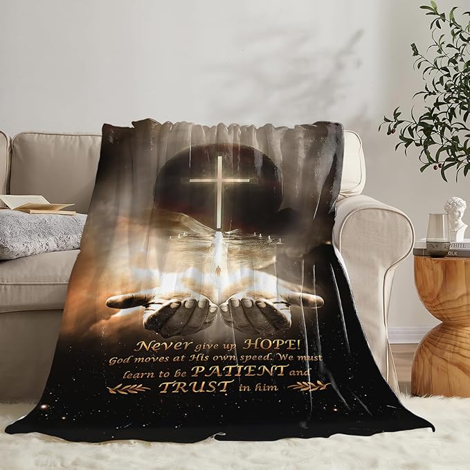 Tijuboni Christian Throw Blanket God Religious Gifts for Women Men Girls Boys Kids Adults Soft Flannel Fleece Blanket for Couch Sofa Bed Home Decor 50"x60"