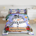 Feelyou Merry Christmas Comforter Set All Season Cute Snowman Bedding Set with 2 Pillow Cases Snowflake Microfiber Kids King Bedclothes Winter Bedroom Decor Duvet Quilt Breathable Soft Lightweight