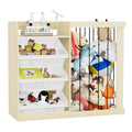 NACHES Kids Toy Organizer and 4-Tier Montessori Bookshelf with 3 Bins, 3-in-1 Toy Shelves and Stuffed Animal Storage for Playroom, Nursery, Baby Room (Burlywood)