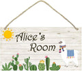 Personalized Name's Llama & cacti summer-style decor Nursery Kid's Children's Girls Bedroom Door Sign Wood Plaque Sign Wall Decor Gift