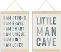 ULEGIE Boy Nursery Decor Posters Framed with Wood Hanger, Little Man Cave Sign for Boys Kids, Boys Room Decor, Toddler Room Decor, Art Prints for Nursery Playroom Bedroom, 2 Pack 12 x 16 Inches-Blue