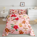 Feelyou Cute Gingerbread Man Bedding Set for Kids Boys Girls Twin Size Christmas Trees Comforter Set Ultra Soft Candy Comforter Dessert Duvet Quilt Bedroom Decor Christmas Decor Quilt