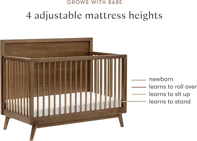 babyletto Palma 4-in-1 Convertible Crib with Toddler Bed Conversion Kit in Natural Walnut, Greenguard Gold Certified