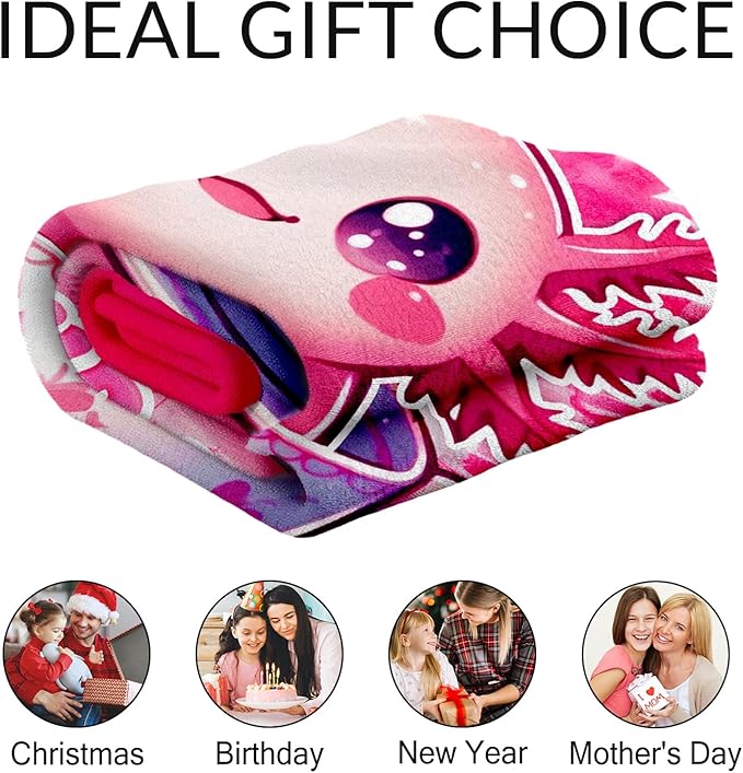 Blankets for Girls - 40" x 50" Inches Personalized Axolotl Blanket Gifts for Girls, Kids - Cute Soft Lightweight Plush Throws Stuff for Crib, Chair