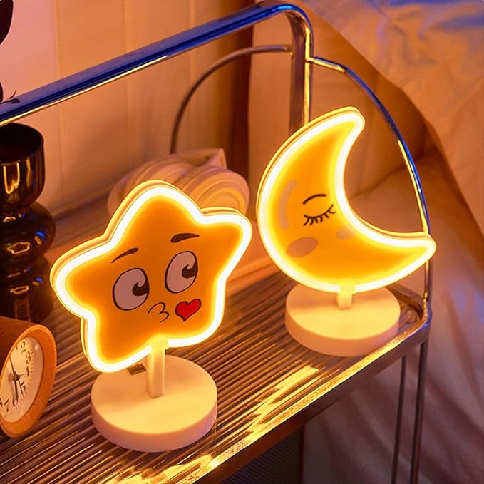 Warm White Star Light Up Sign USB/Battery, with Switch Button Control Children's Learning Light Star Neon Night Light Boys' Galaxy Bedroom Decoration Astronaut Gift for Boys