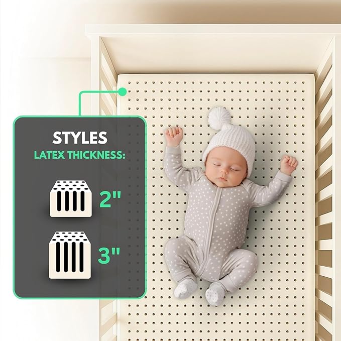 ORGANIC TEXTILES Organic Baby Mattress Topper with Organic Cotton Removable Cover - GOLS/GOTS Certified - Breathable - 2" Portable (36"x26")