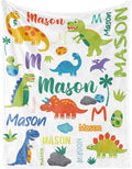 Personalized Dinosaur Blanket with Name for Boys, Custom Name Blanket for Kids Dino, Soft Flannel Dinosaur Toddler Blanket Customized Gift for Birthday Christmas Baby Shower Newborn Gift 60" X 80"