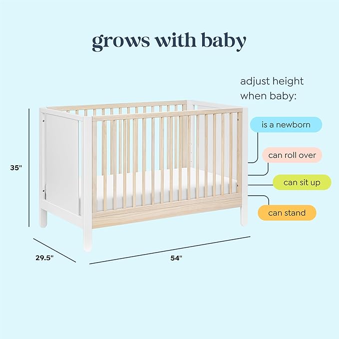 Carter's by DaVinci Marisol 4-in-1 Convertible Crib in White/Washed Natural, GREENGUARD Gold Certified
