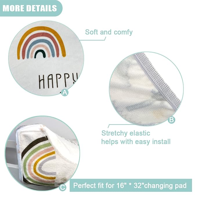 Owlowla Changing Pad Cover, Soft Minky Changing Table Sheets for Baby Boy and Girl(Rainbow)