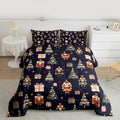 jejeloiu Xmas Nutcracker Comforter Set Twin Size Christmas Dark Blue Bedding Set for Kids Boys Girls Cute Snowflakes Duvet Quilt Bedroom Decor