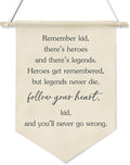 Follow Your Heart Inspirational Wall Banner,Heroes and Legends Quote Canvas Flag, Boys Room Motivational Wall Poster Decor, Gift for Kids Nursery Playroom or Graduation 11x16inch(KD27)