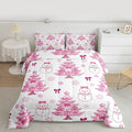 Feelyou Merry Christmas Kids Comforter Set Full Size Cute Snowman Bedding Set Cartoon Bowknot Duvet Quilt for Kids Boys Girls Bedroom Christmas Tree Decor Microfiber Ultra Soft Breathable